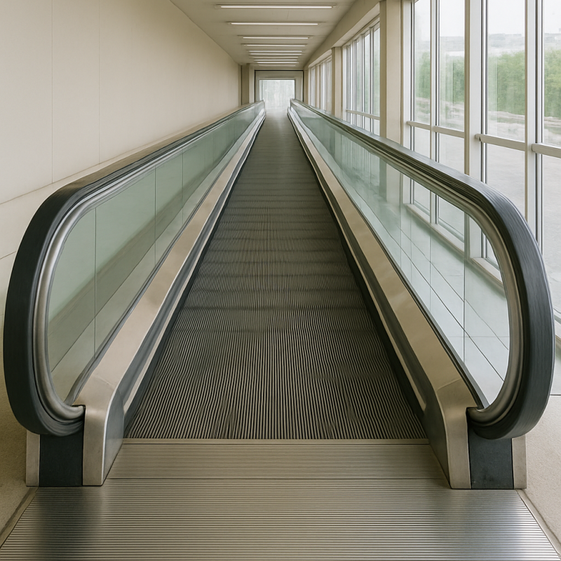 there is a long escalator going down the middle of a building